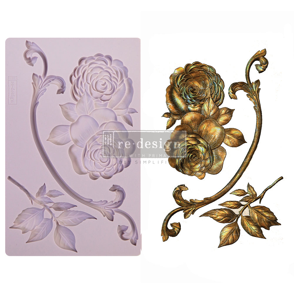 Prima Redesign Grandeur Flora Flower Silicone Mould - 5x8 Inch, Food Safe For Clay, Resin, Chocolate