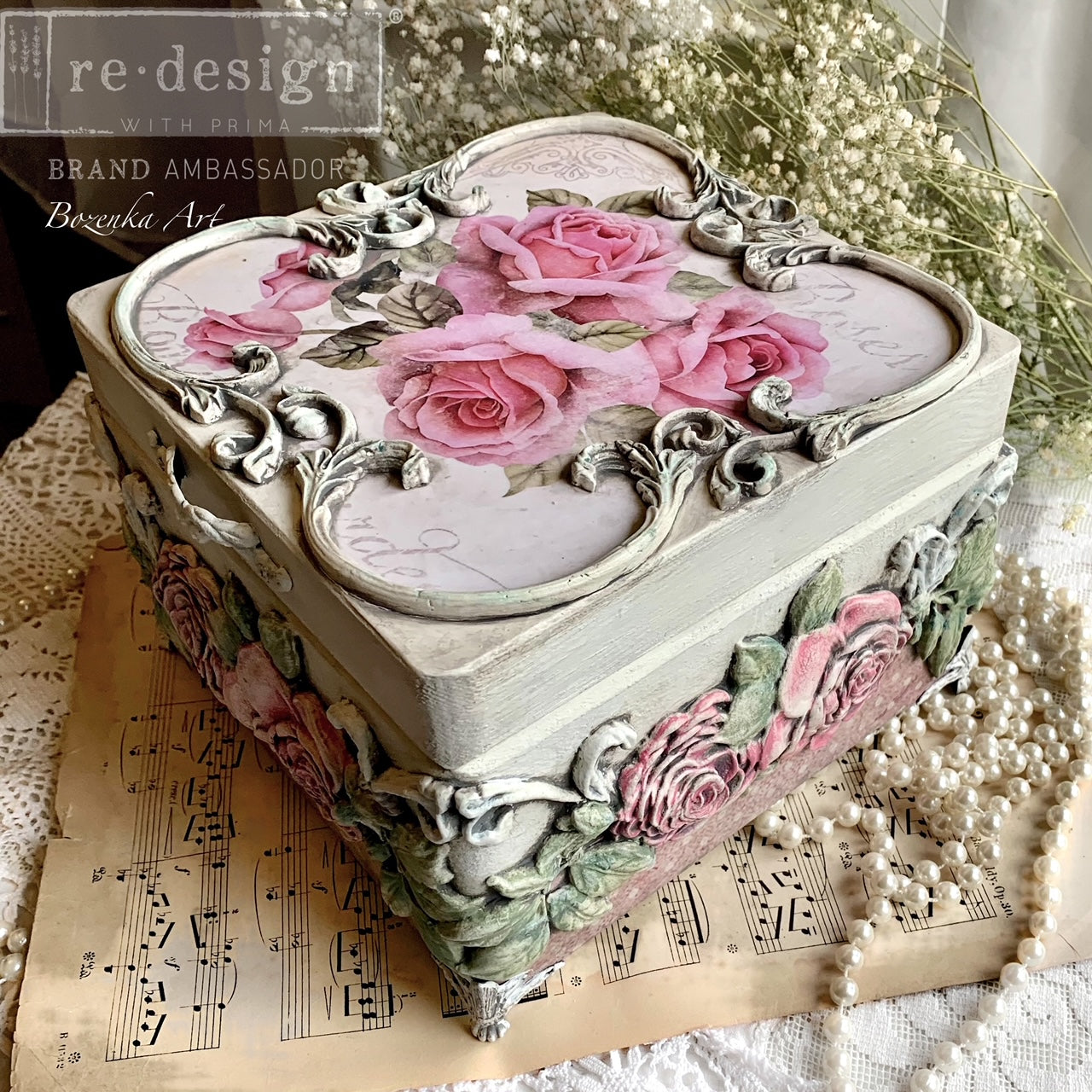 REDESIGN DECOR MOULDS® – VICTORIAN ROSE – 8″X5″, 8MM THICKNESS