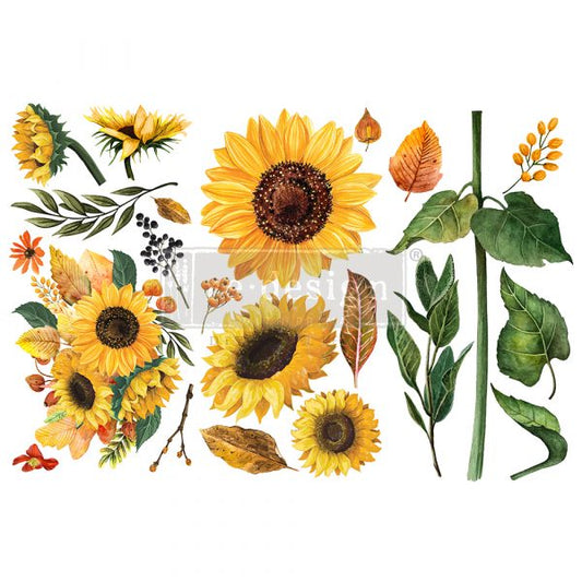 REDESIGN DECOR TRANSFERS® – SUNFLOWER AFTERNOON – 3 SHEETS, 6″X12″